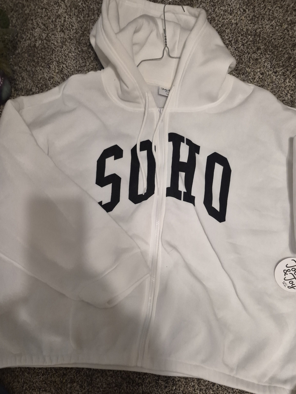 SOHO White Zip-Up Hooded Jacket for Kids